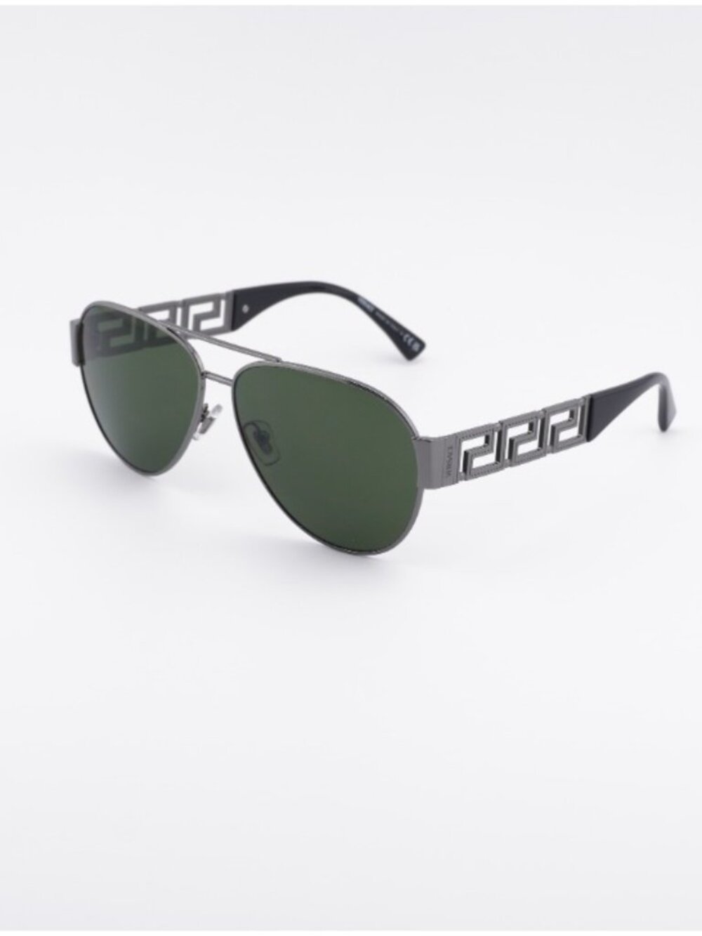 Versace VE2289 100071 Sunglasses Gunmetal Aviator Frame, Dark Green Lenses